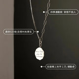 925 Silver Retro Letter Round Card Necklace