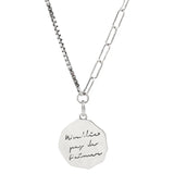 925 Silver Retro Letter Round Card Necklace