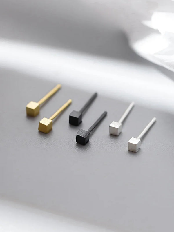 925 Sterling Silver Box Earrings for Men and Women