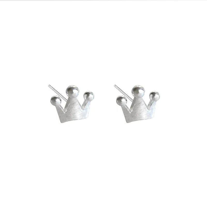925 Sterling Silver Crown Earrings, Hypoallergenic Ear Piercing Jewelry