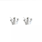 925 Sterling Silver Crown Earrings, Hypoallergenic Ear Piercing Jewelry