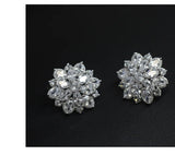 925 Silver Flower Zircon Earrings Exquisite Feminine Jewelry