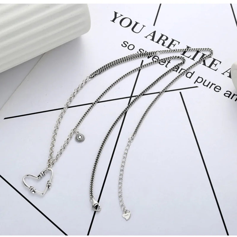 925 Sterling Silver Love Mixed Smile Necklace for Women