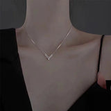 925 Silver V-Shaped Pendant Necklace for Women
