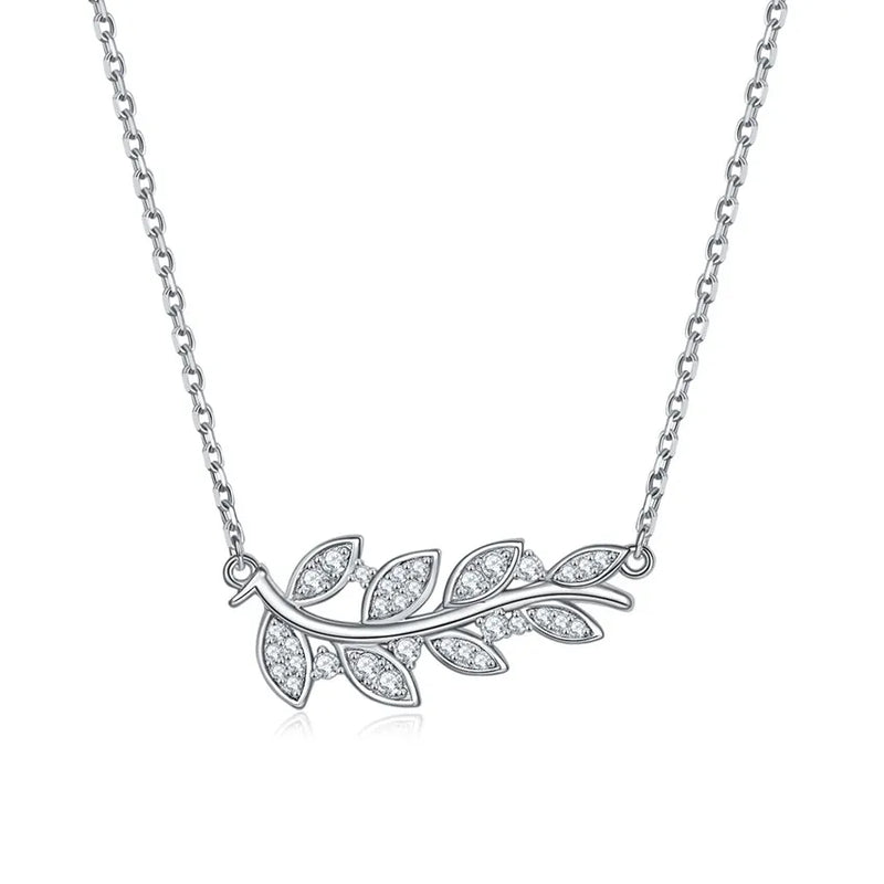 925 Sterling Silver Leaf Pendant Necklace for Women