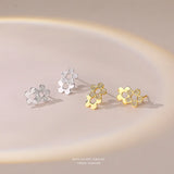 925 Sterling Silver Micro-Encrusted Diamond Flower Earrings