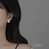 925 Sterling Silver Micro-Encrusted Diamond Flower Earrings