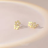 925 Sterling Silver Micro-Encrusted Diamond Flower Earrings