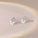 925 Sterling Silver Micro-Encrusted Diamond Flower Earrings