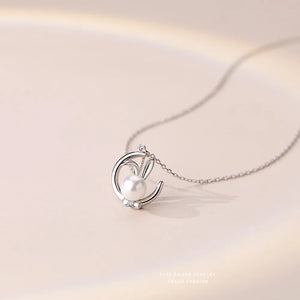 S925 Moon Rabbit Pearl Necklace High-End Pendant Jewelry