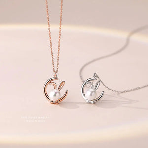 S925 Moon Rabbit Pearl Necklace High-End Pendant Jewelry