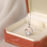 925 Moon Rabbit Necklace Zirconia Collarbone Chain Wedding Jewelry
