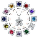 925 Silver Necklace December Birthstone Flower Shape
