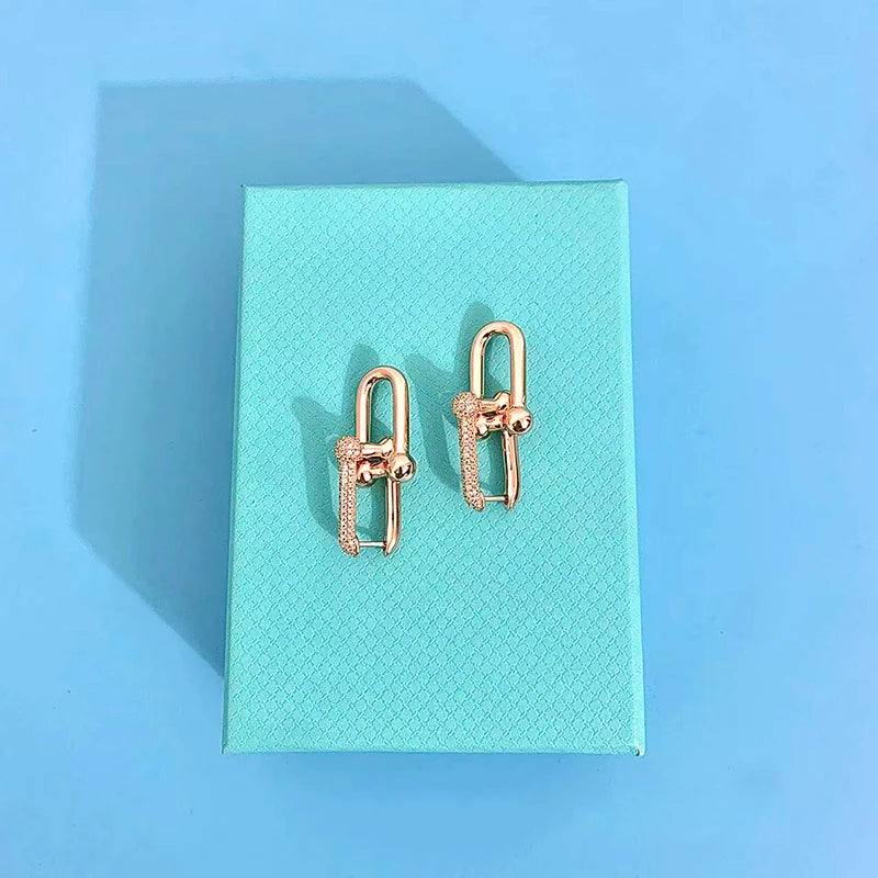 925 Sterling Silver Horseshoe U Earrings Female Retro Jewelry