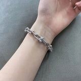 925 Sterling Silver Horseshoe Zircon Bracelet Retro Jewelry