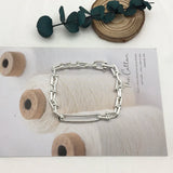 925 Silver Rectangular Horseshoe Bracelet Retro Jewelry
