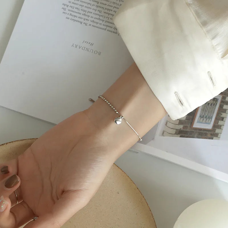 925 Silver Peas Letter Lucky Bracelet for Women