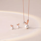 925 Silver Rabbit Pearl Necklace Women's High-End Pendant