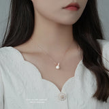 925 Silver Rabbit Pearl Necklace Women's High-End Pendant