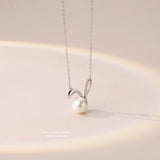 925 Silver Rabbit Pearl Necklace Women's High-End Pendant