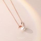 925 Silver Rabbit Pearl Necklace Women's High-End Pendant