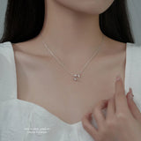 925 Silver Rose Necklace Romantic Small Fresh Collarbone Chain Jewelry