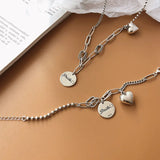 925 Sterling Silver Round Card Sweater Chain Necklace Jewelry