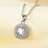 925 Silver Pendant Necklace Shimmering Rhinestone Women Fashion Jewelry