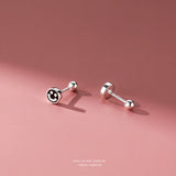 925 Sterling Silver Smiley Face Earrings Small Temperament Jewelry