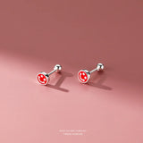 925 Sterling Silver Smiley Face Earrings Small Temperament Jewelry