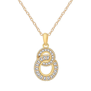 925 Silver Crystal Double Ring Necklace for Women