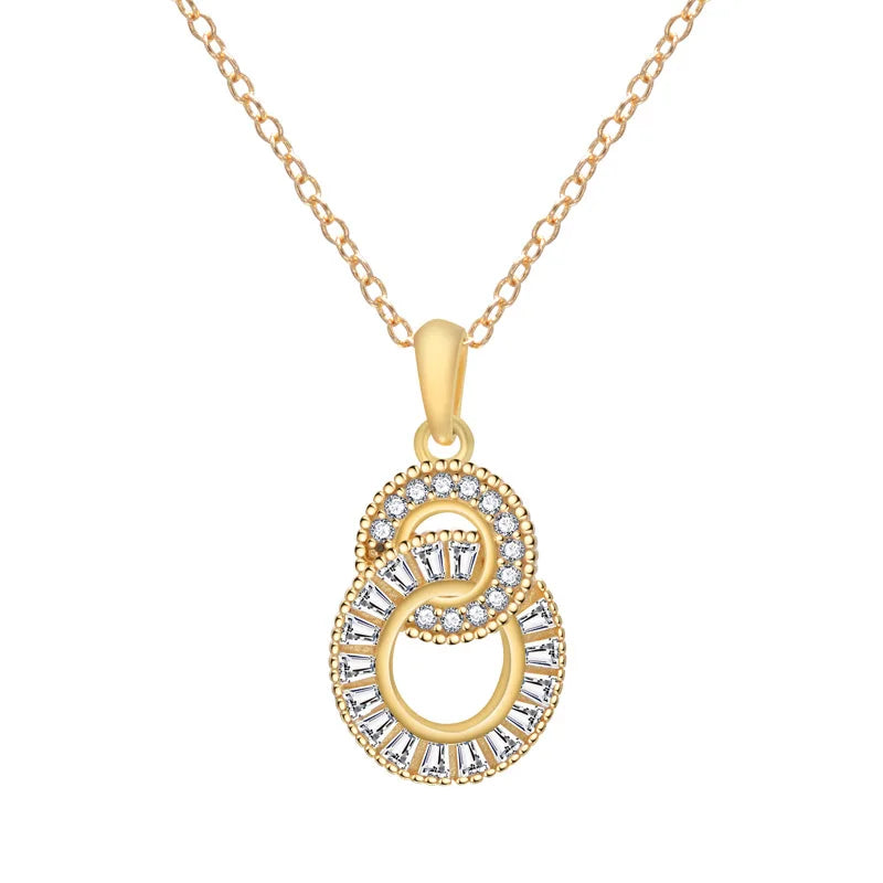 925 Silver Crystal Double Ring Necklace for Women