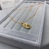 925 Silver Crystal Double Ring Necklace for Women