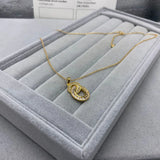 925 Silver Crystal Double Ring Necklace for Women