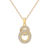 925 Silver Crystal Double Ring Necklace for Women