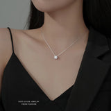 925 Sterling Silver Single Diamond Necklace Female INS Light Collarbone Chain