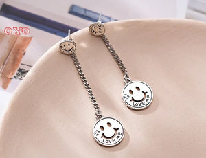 925 Sterling Silver Smiley Earrings Long Temptation