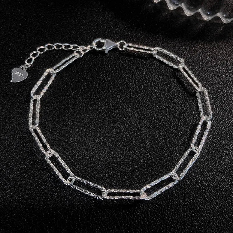 925 Sterling Silver Sparkling Hemp Rope Bracelet for Women
