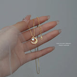 925 Silver Star Moonstone Necklace French Retro Court Niche Collarbone Chain