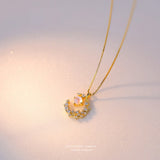 925 Silver Star Moonstone Necklace French Retro Court Niche Collarbone Chain