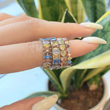 S925 Zirconium Heart Square Round Marquise Wedding Ring