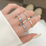 S925 Zirconium Heart Square Round Marquise Wedding Ring