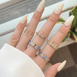 S925 Zirconium Heart Square Round Marquise Wedding Ring