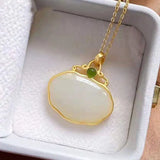 Hetian Chalcedony Necklace Geometric Shape Domineering Women Jewelry