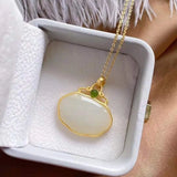 Hetian Chalcedony Necklace Geometric Shape Domineering Women Jewelry