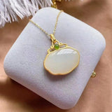 Hetian Chalcedony Necklace Geometric Shape Domineering Women Jewelry