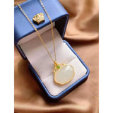 Hetian Chalcedony Necklace Geometric Shape Domineering Women Jewelry