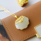 Silver Inlay Hetian Chalcedony Wallet Lady Jewelry