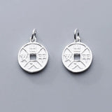 Safe Trip Chinese Letter Engraved Round Charms 925 Sterling Silver Pendant