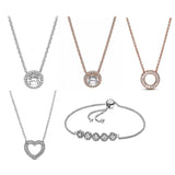 925 Silver Logo Heart Snake Zircon Necklace